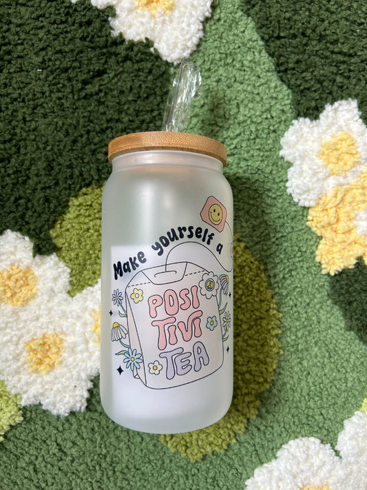Positivitea glass cup