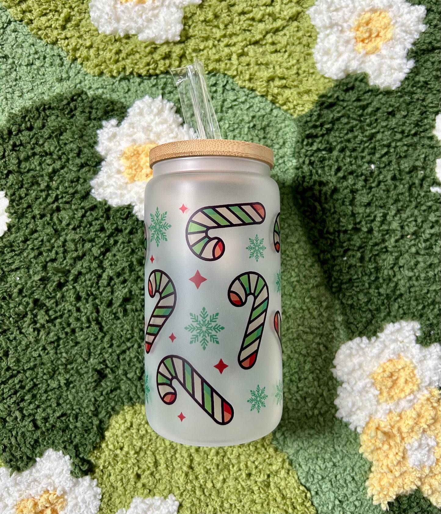 Candy Cane Glass Cup